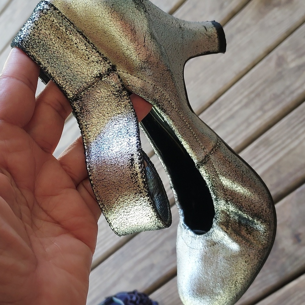 Silver Women's Ankle Wrapped Heels - Picture 2 of 4